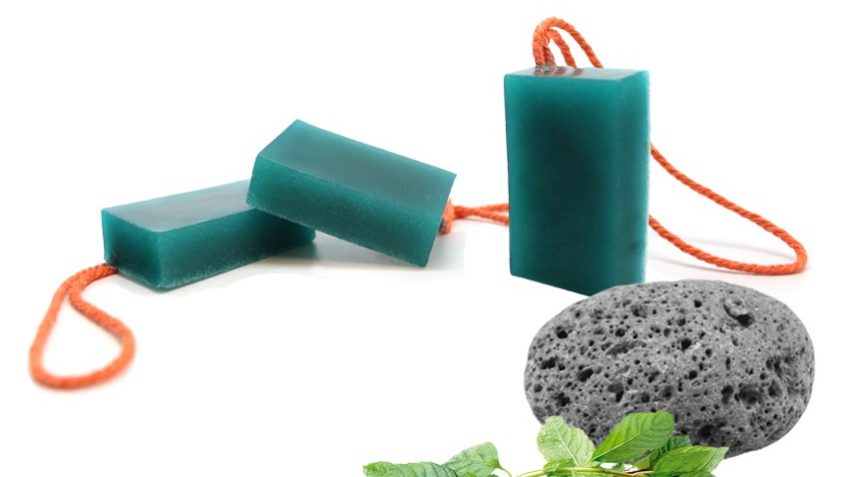Jabón exfoliante para pies de piedra pómez con aceites esenciales