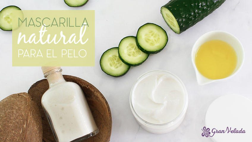 Mascarilla natural el pelo con leche de coco pepino.